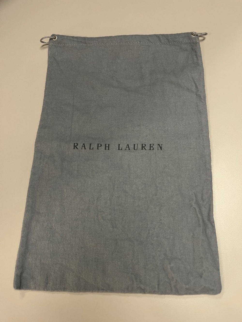 Ralph Lauren Gray Flannel Drawstring Storage Pouch